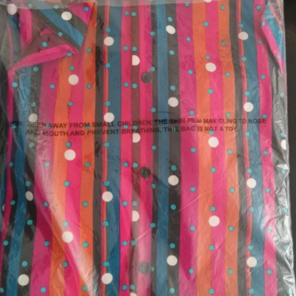 Abbott Elementary Pink Stripe Dot Multi Shirt Dress Medium - Picture 3 of 3